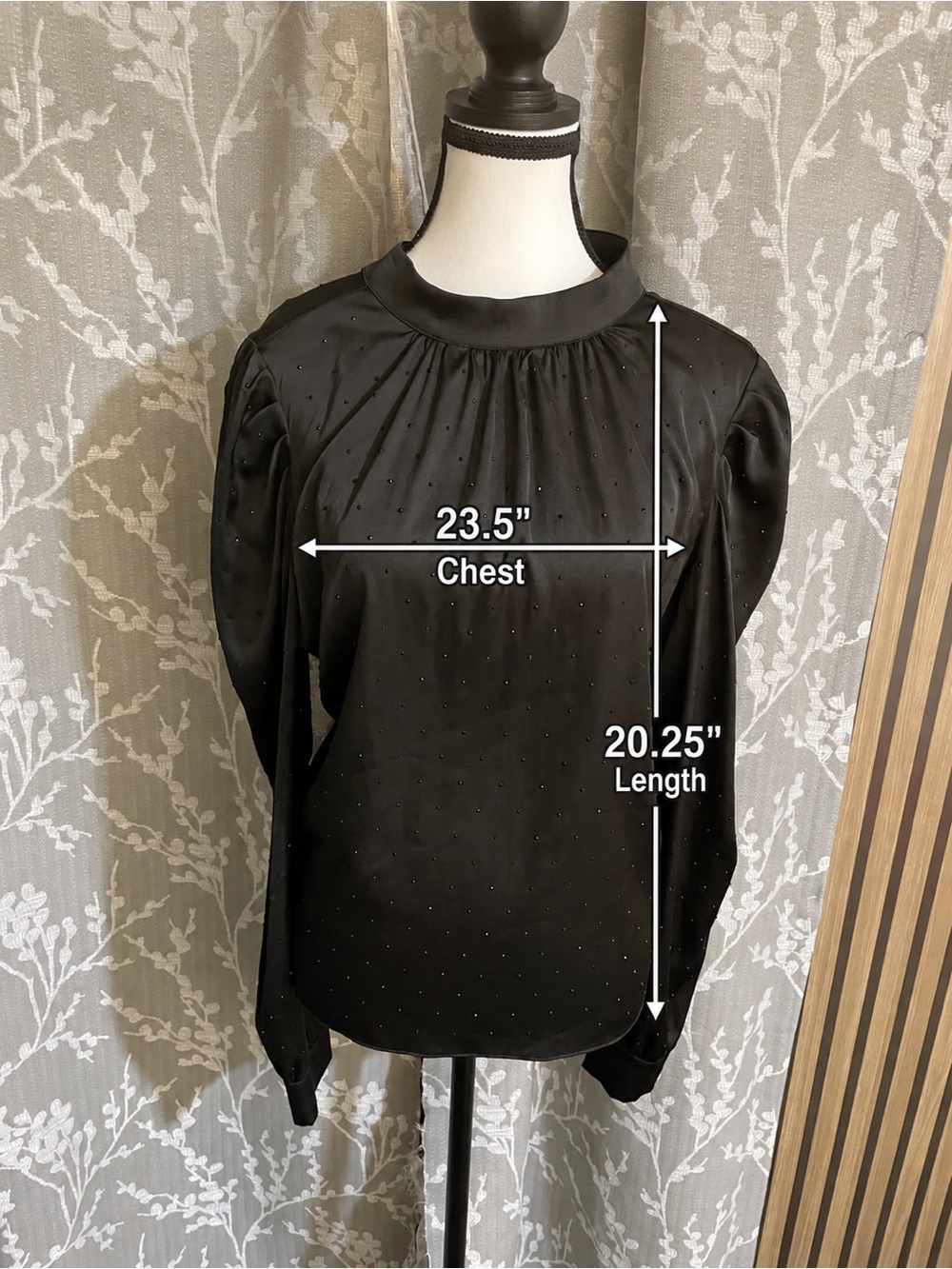Black Long-Sleeve Dot-Embellished Women's Top